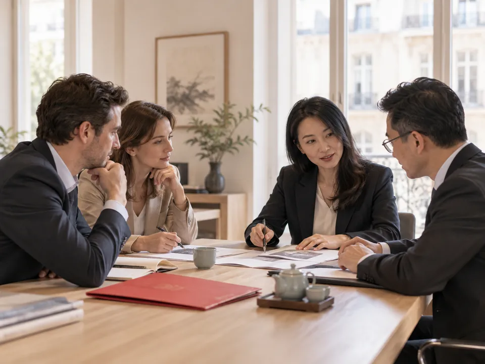 Réunion entre une équipe française et des partenaires chinois