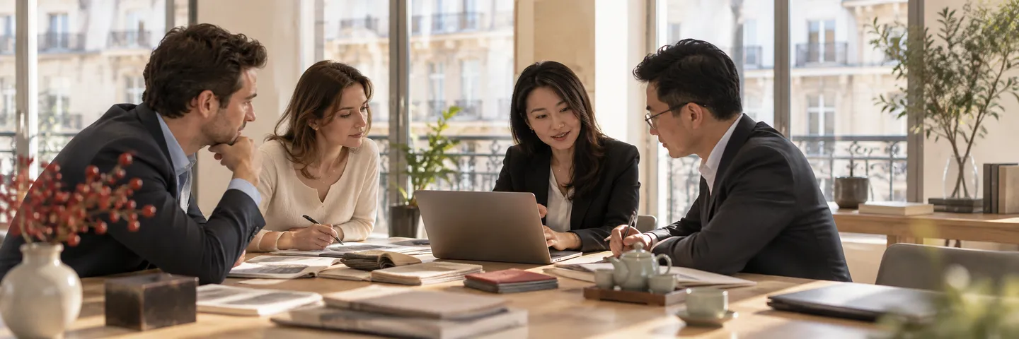 Réunion de travail entre une équipe française et des partenaires chinois